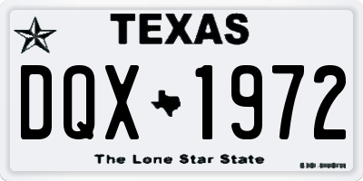 TX license plate DQX1972