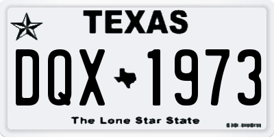 TX license plate DQX1973