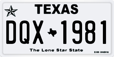 TX license plate DQX1981