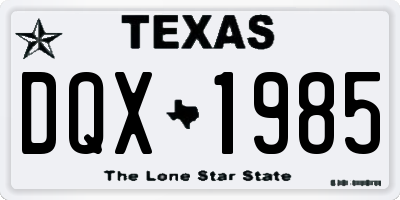 TX license plate DQX1985