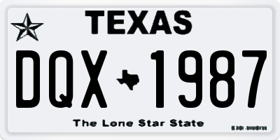 TX license plate DQX1987