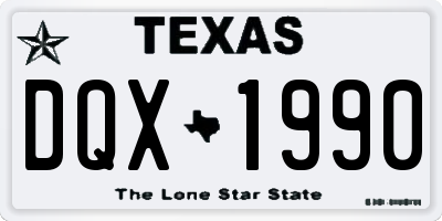TX license plate DQX1990
