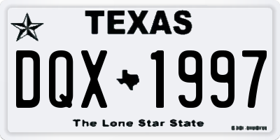 TX license plate DQX1997