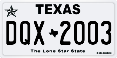 TX license plate DQX2003