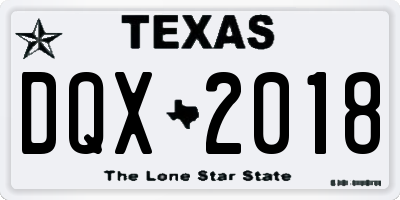 TX license plate DQX2018