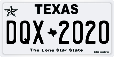 TX license plate DQX2020