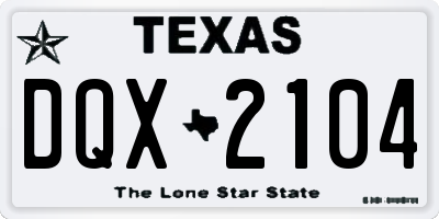 TX license plate DQX2104