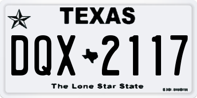 TX license plate DQX2117