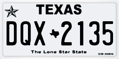 TX license plate DQX2135