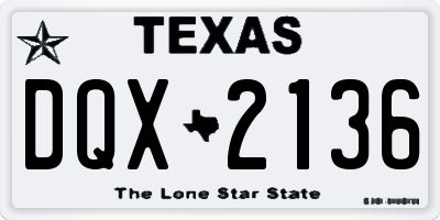TX license plate DQX2136