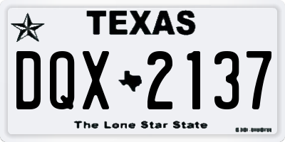 TX license plate DQX2137