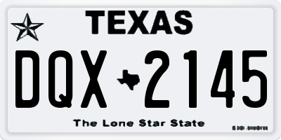 TX license plate DQX2145