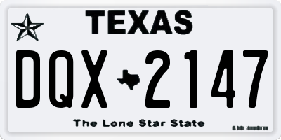 TX license plate DQX2147