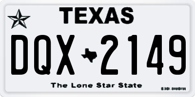 TX license plate DQX2149