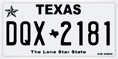 TX license plate DQX2181