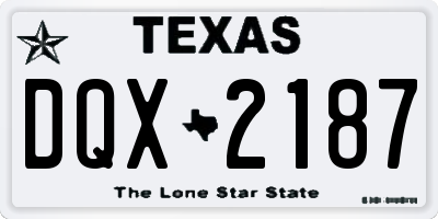 TX license plate DQX2187