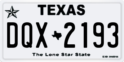 TX license plate DQX2193