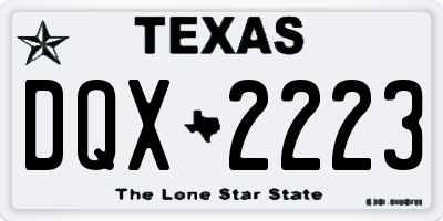 TX license plate DQX2223