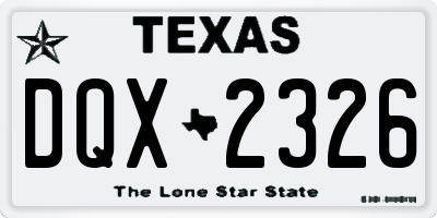 TX license plate DQX2326