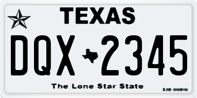 TX license plate DQX2345