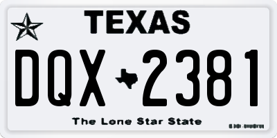 TX license plate DQX2381