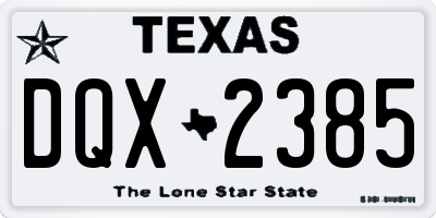 TX license plate DQX2385
