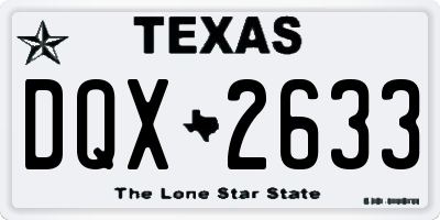 TX license plate DQX2633