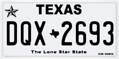 TX license plate DQX2693