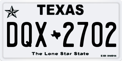 TX license plate DQX2702