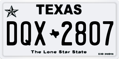 TX license plate DQX2807