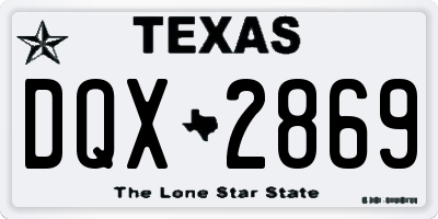 TX license plate DQX2869