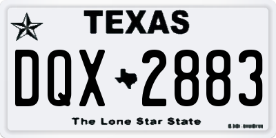 TX license plate DQX2883