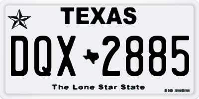 TX license plate DQX2885