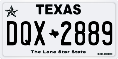 TX license plate DQX2889