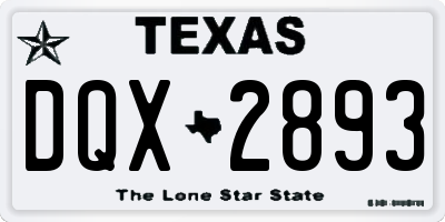 TX license plate DQX2893