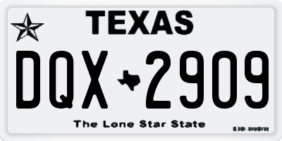 TX license plate DQX2909