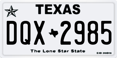 TX license plate DQX2985