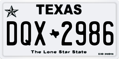 TX license plate DQX2986