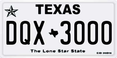 TX license plate DQX3000