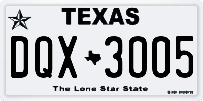 TX license plate DQX3005