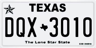 TX license plate DQX3010