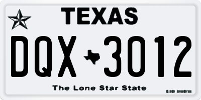 TX license plate DQX3012