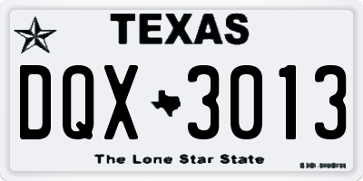TX license plate DQX3013