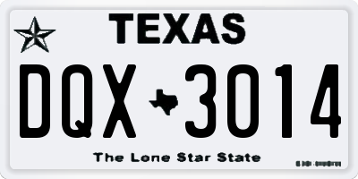 TX license plate DQX3014