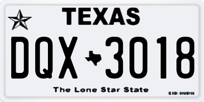 TX license plate DQX3018