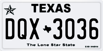 TX license plate DQX3036