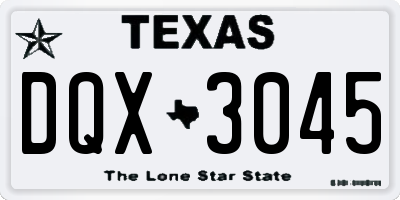 TX license plate DQX3045