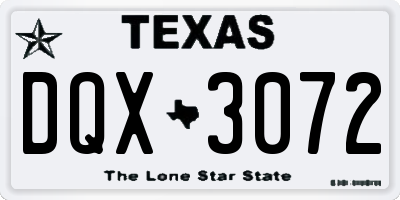 TX license plate DQX3072