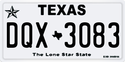 TX license plate DQX3083