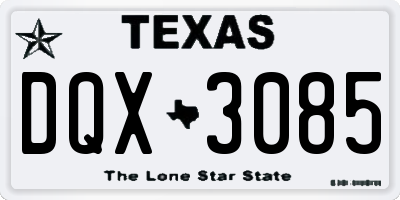 TX license plate DQX3085